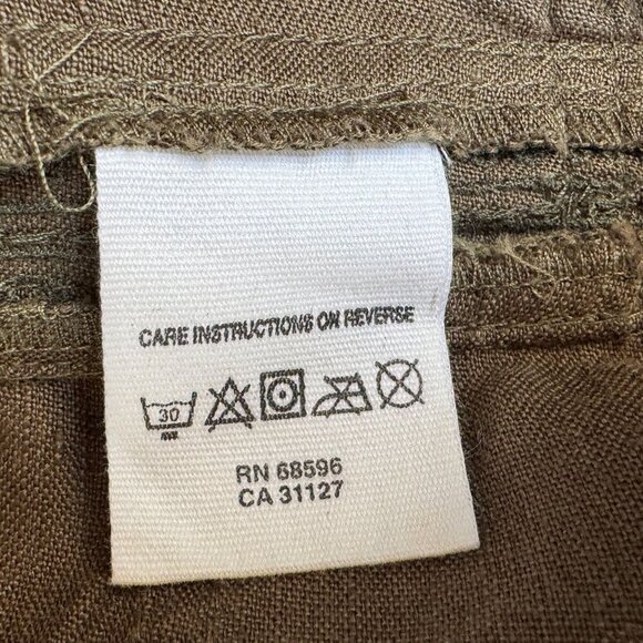 Vintage Y2K DKNY Pure Linen Blend Green Embroidered Straight Leg Utility Pants - Picture 16 of 16